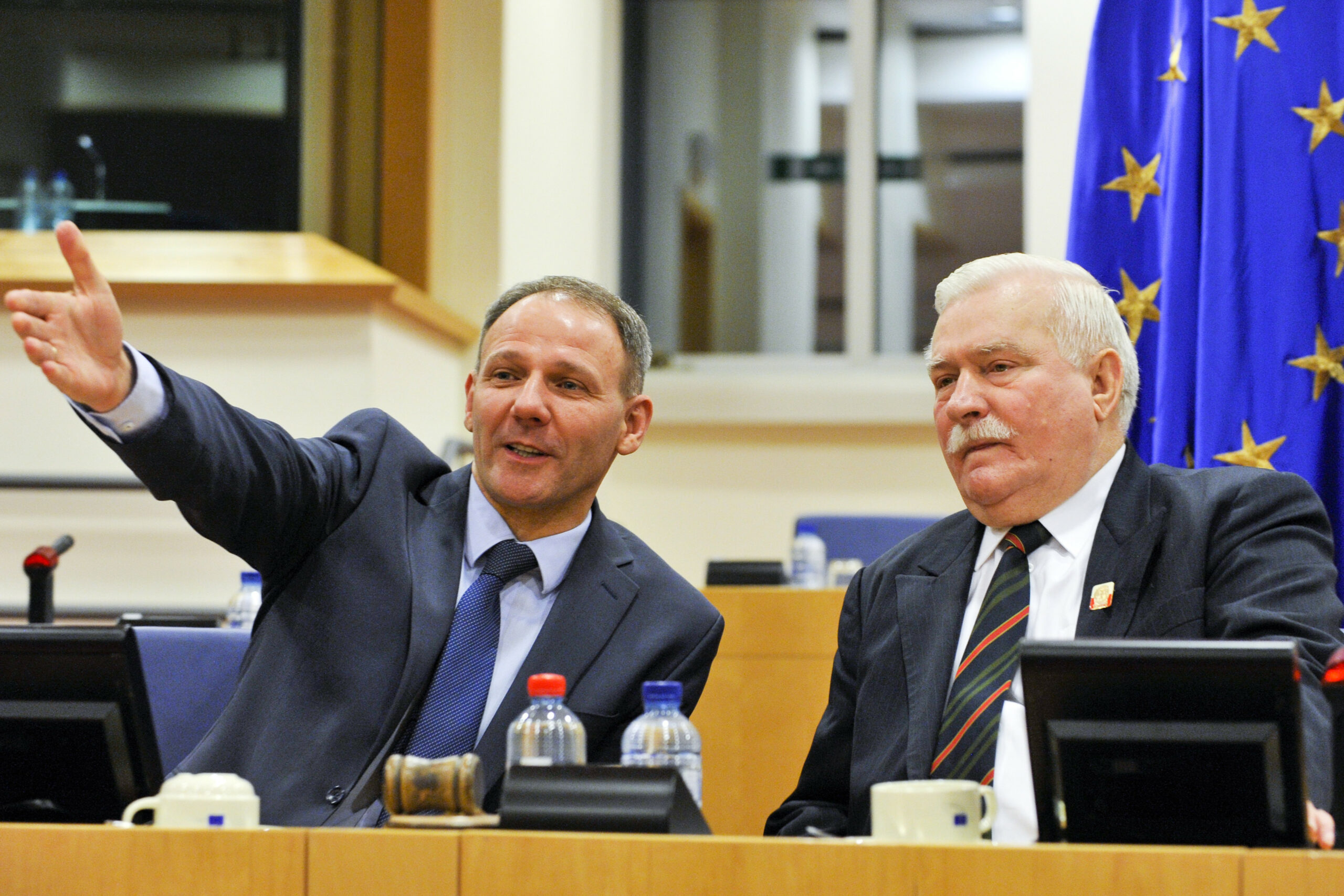 Former Polish President Lech WALESA with members of the Polish EPP delegation
